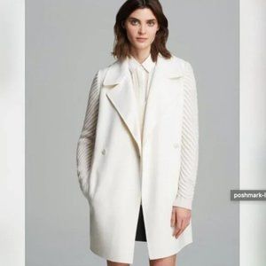 Vince Sweater Sleeve Felt Coat Winter White Small